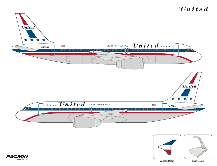 PREORDER ONLY: United Airlines A320 "Friend Ship" Desktop Model in 1/100 Scale