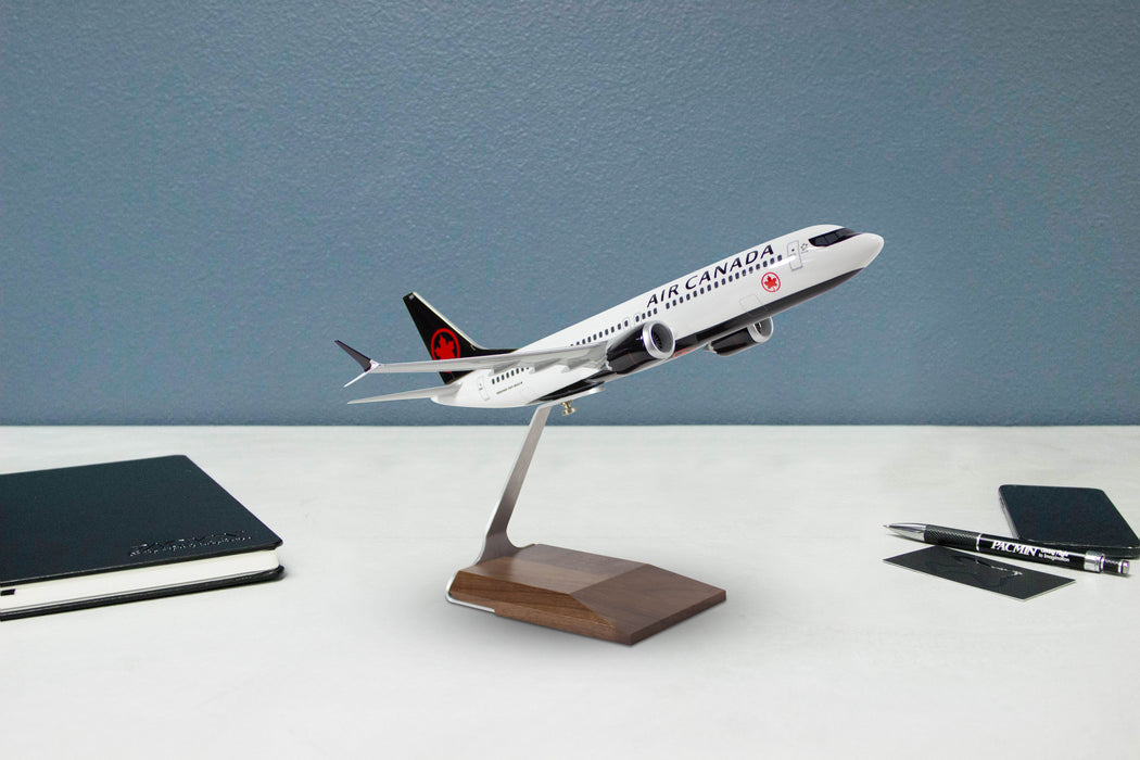 Air Canada Boeing 737 MAX 8 Desktop Model in 1/100 Scale on desktop