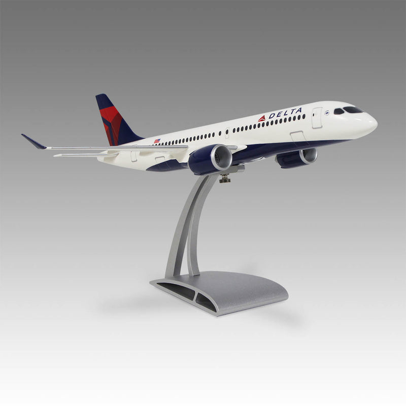 Delta Air Lines A220-300 scale aircraft model on Airfoil™ base by Pacmin Studios showcasing the right side