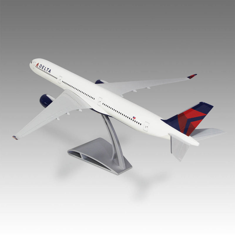 Delta Air Lines A350-1000 scale aircraft model on Airfoil™ base by Pacmin Studios showcasing the top left