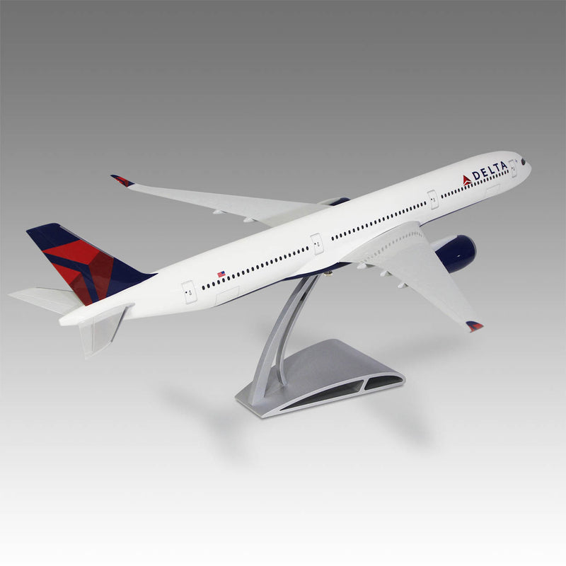 Delta Air Lines A350-1000 scale aircraft model on Airfoil™ base by Pacmin Studios showcasing the top right