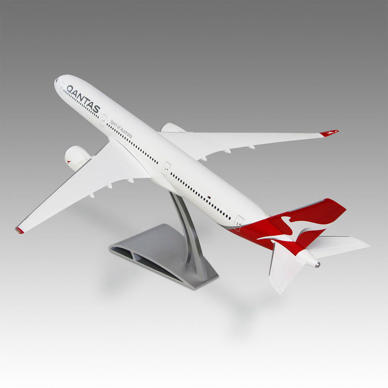 Qantas A350-1000 scale aircraft model on Airfoil™ base by Pacmin Studios showcasing the top left