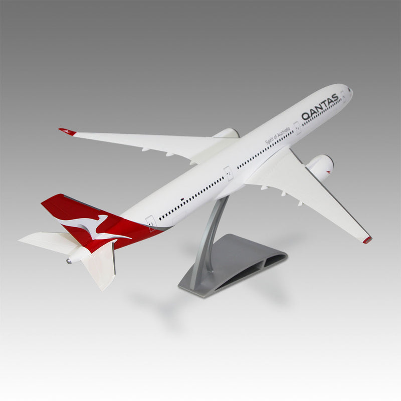 Qantas A350-1000 scale aircraft model on Airfoil™ base by Pacmin Studios showcasing the top right