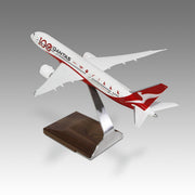 Qantas Centenary 787-9 scale aircraft model on wood base by Pacmin Studios showcasing the top left
