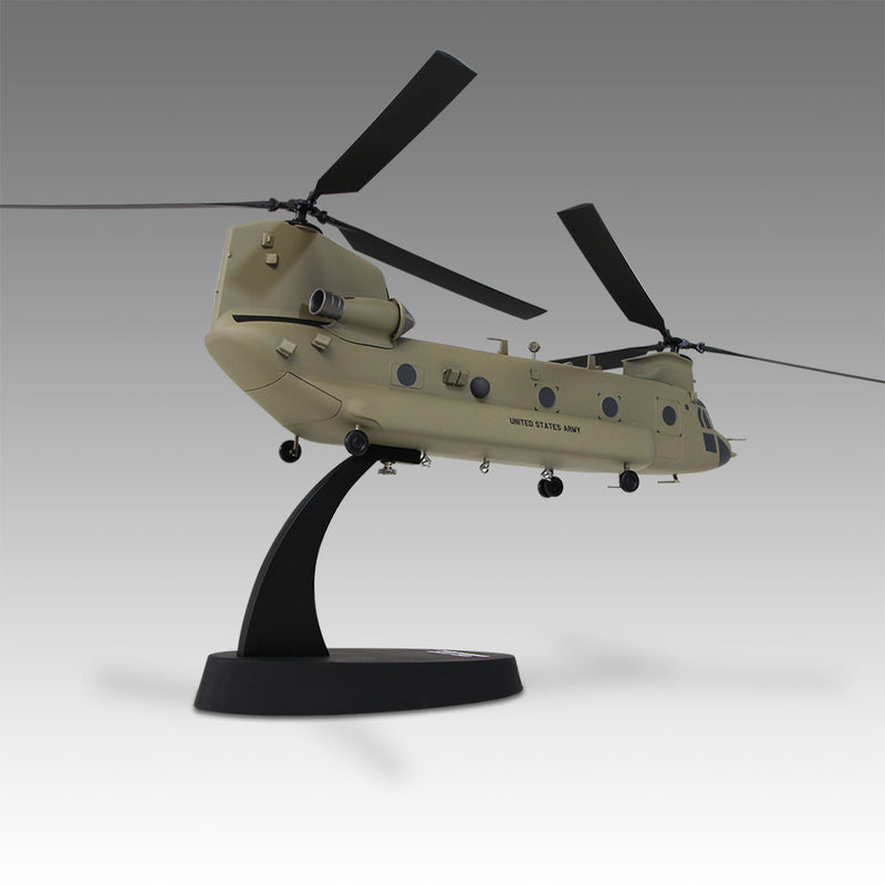U.S. Army CH-47 Chinook scale helicopter model on resin base by Pacmin Studios showcasing the back right