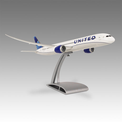 United Airlines 787-10 scale aircraft model on Airfoil™ base by Pacmin Studios showcasing the right side