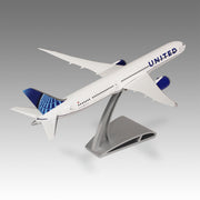 United Airlines 787-10 scale aircraft model on Airfoil™ base by Pacmin Studios showcasing the top right