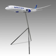 United Airlines 787-9 large scale aircraft exhibit model on tripod base by Pacmin Studios angled to the left