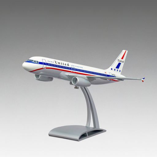 United Airlines "Friend Ship" A320 scale aircraft model in on Airfoil™ base by Pacmin Studios showcasing the left side