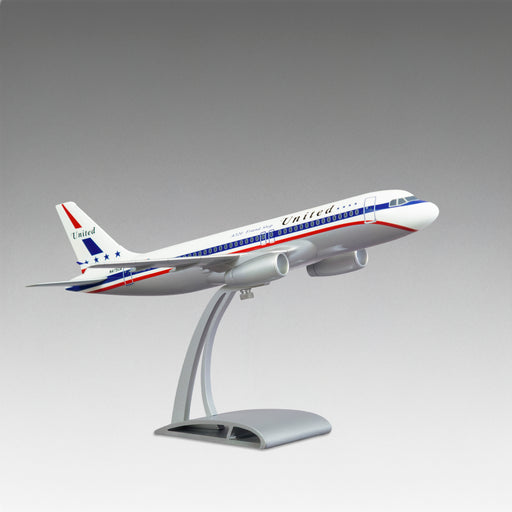 United Airlines "Friend Ship" A320 scale aircraft model in on Airfoil™ base by Pacmin Studios showcasing the right side