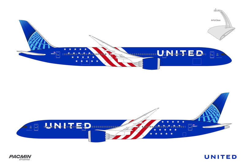 United Airlines "Stars and Stripes" 787-10 Desktop Model in 1/100 Scale