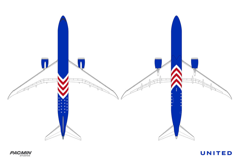 United Airlines "Stars and Stripes" 787-10 Desktop Model in 1/100 Scale