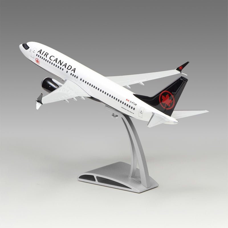 Air Canada 737 MAX 8 scale aircraft model on Airfoil™ base by Pacmin Studios showcasing the top left