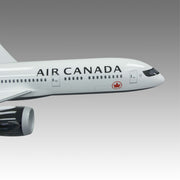Air Canada 787-9 large scale aircraft exhibit model on tripod base by Pacmin Studios showcasing the front of the fuselage