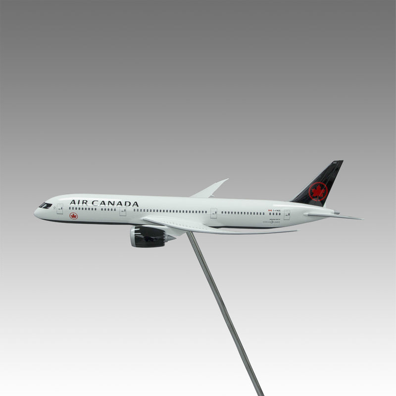 Air Canada 787-9 large scale aircraft exhibit model on tripod base by Pacmin Studios showcasing the left side