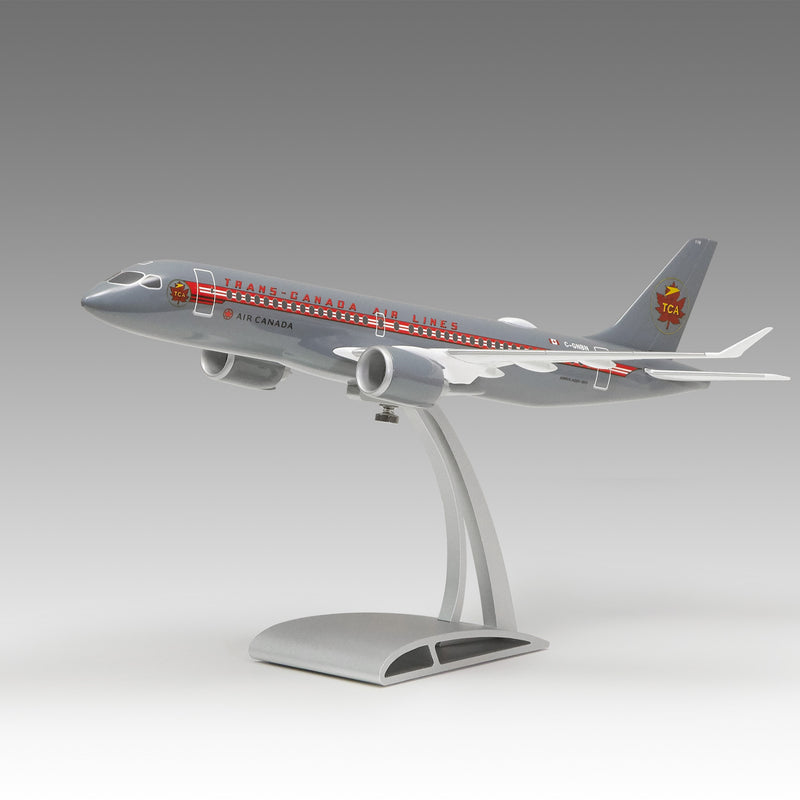 Air Canada A220-300 scale aircraft model in Trans-Canada Air Lines (TCA) livery on Airfoil™ base by Pacmin Studios showcasing the left side