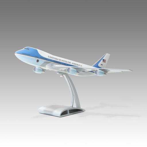 Air Force One 747-200 scale aircraft model on Airfoil™ base by Pacmin Studios showcasing the left side
