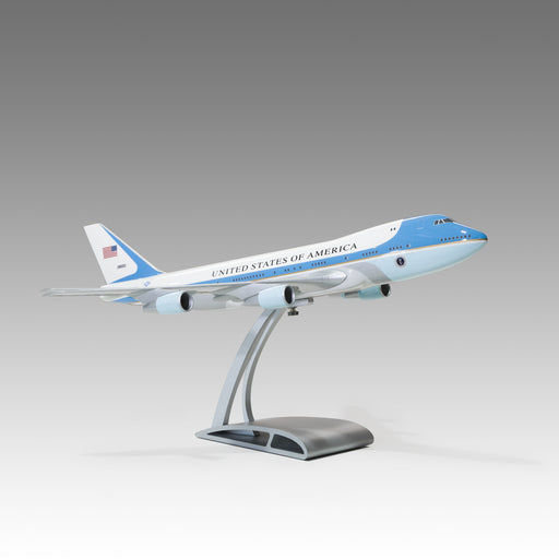 Air Force One 747-200 scale aircraft model on Airfoil™ base by Pacmin Studios showcasing the right side