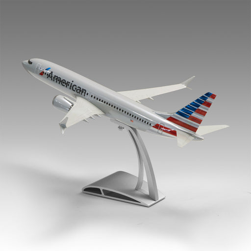 American Airlines 737 MAX 8 scale aircraft model on Airfoil™ base by Pacmin Studios showcasing the top left
