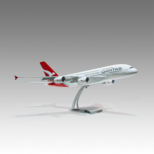 Qantas A380 scale aircraft model on Airfoil™ base by Pacmin Studios showcasing the right side