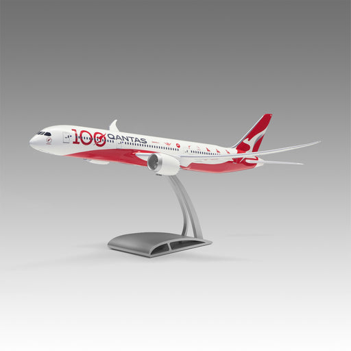 Qantas 787-9 scale aircraft model in Centenary livery on Airfoil™ base by Pacmin Studios showcasing the left side