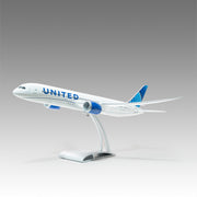 United Airlines 787-9 scale aircraft model on Airfoil™ base by Pacmin Studios showcasing the left side
